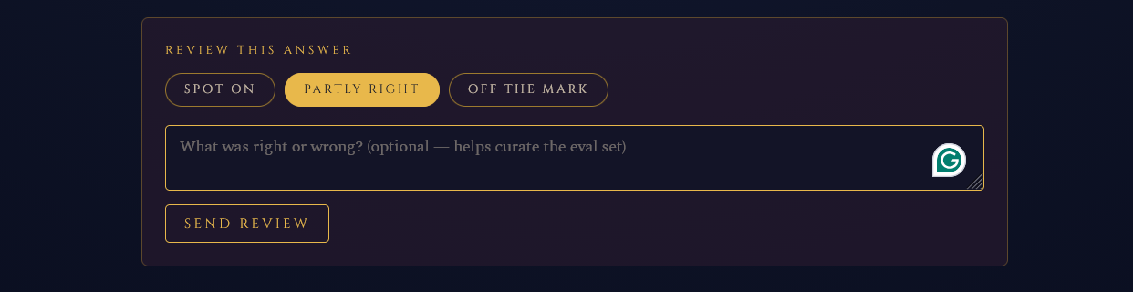 Live feedback review widget